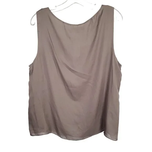 Ann Taylor LOFT NWT Size XL Tank Silky Shell Layer Ruffled Metallic Thread Lined - Picture 2 of 5
